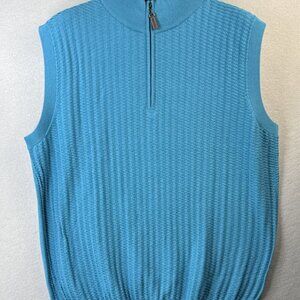 G-MAC Apparel‎ 1/4 Zip Sweater Vest Men's Size XL Wool Blue Golf Ireland Design